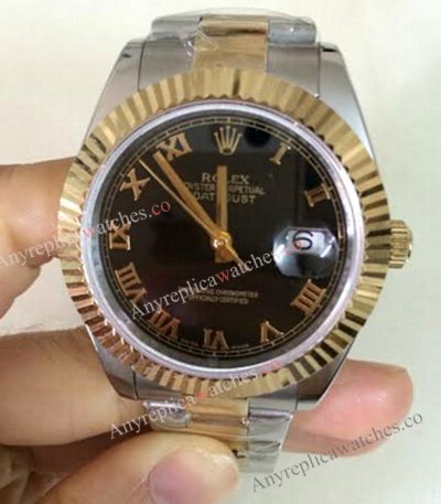 Fake Rolex Datejust II Watch 2-Tone Black Dial Men 41mm